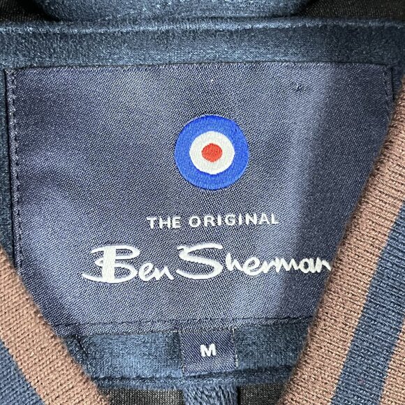 Ben Sherman Mens Faux Suede Brown & Navy Jacket Bomber Sz Medium - Picture 5 of 6